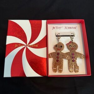 Betsey Johnson Glittery Gingerbread Earrings
